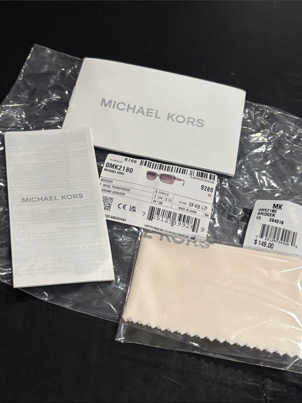 NWT MICHAEL KORS MK2180 “BRIDGER” SUNGLASSES Beige Transparent / Brown Gradient - Picture 5 of 12
